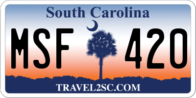 SC license plate MSF420