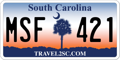 SC license plate MSF421