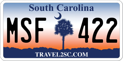 SC license plate MSF422