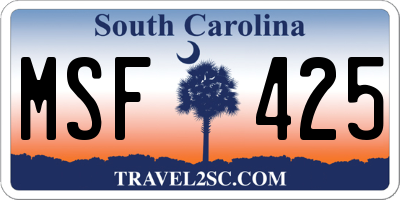 SC license plate MSF425