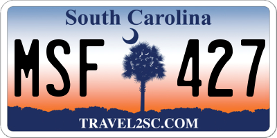 SC license plate MSF427