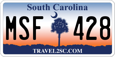 SC license plate MSF428