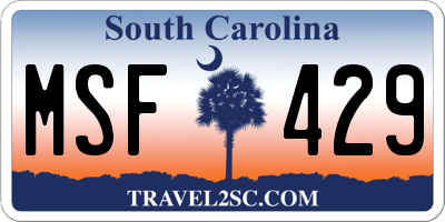 SC license plate MSF429