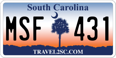 SC license plate MSF431