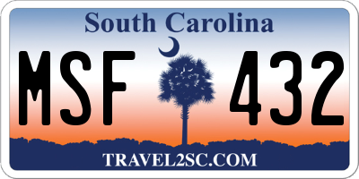 SC license plate MSF432