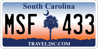 SC license plate MSF433