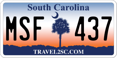 SC license plate MSF437