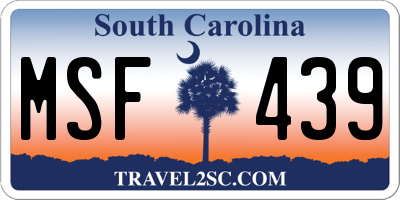 SC license plate MSF439