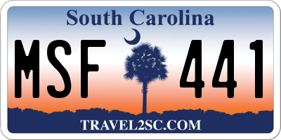 SC license plate MSF441