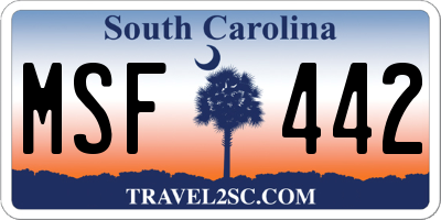 SC license plate MSF442