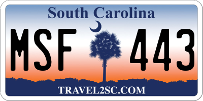 SC license plate MSF443