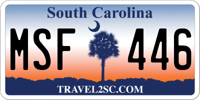 SC license plate MSF446