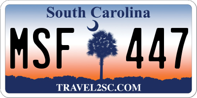 SC license plate MSF447