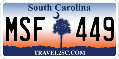 SC license plate MSF449