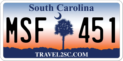 SC license plate MSF451