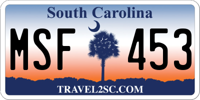 SC license plate MSF453