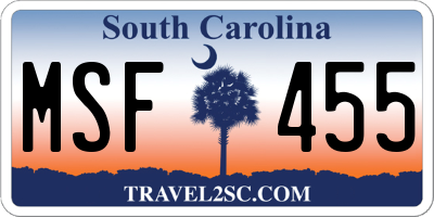 SC license plate MSF455