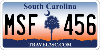 SC license plate MSF456