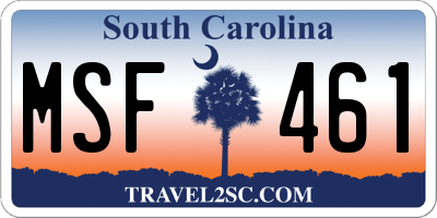 SC license plate MSF461