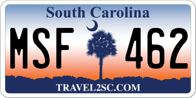 SC license plate MSF462