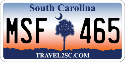 SC license plate MSF465