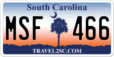 SC license plate MSF466