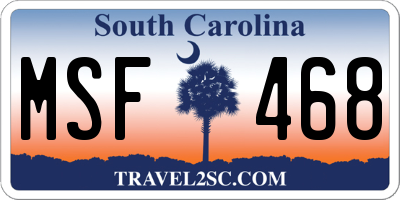 SC license plate MSF468