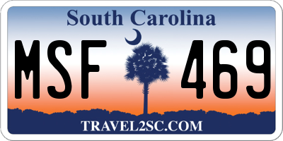 SC license plate MSF469
