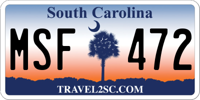 SC license plate MSF472