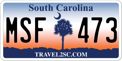 SC license plate MSF473