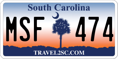 SC license plate MSF474
