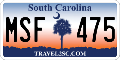 SC license plate MSF475