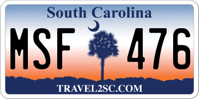 SC license plate MSF476
