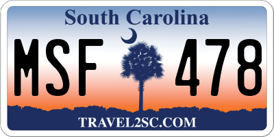 SC license plate MSF478
