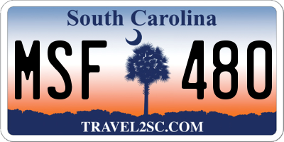 SC license plate MSF480