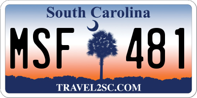 SC license plate MSF481
