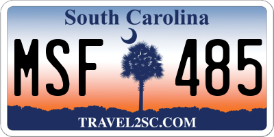 SC license plate MSF485