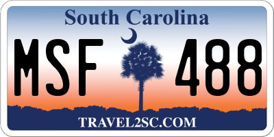 SC license plate MSF488