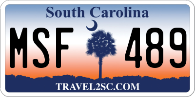 SC license plate MSF489