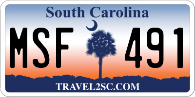 SC license plate MSF491