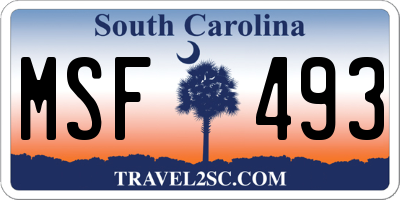 SC license plate MSF493