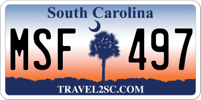 SC license plate MSF497