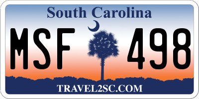 SC license plate MSF498