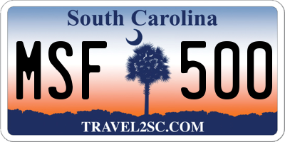 SC license plate MSF500