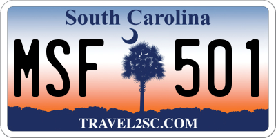 SC license plate MSF501