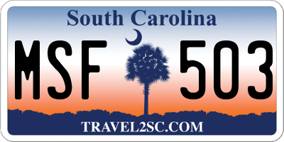 SC license plate MSF503