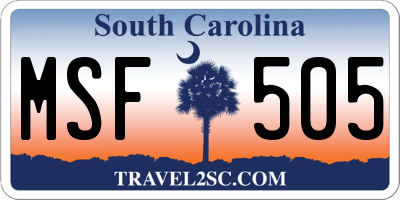 SC license plate MSF505