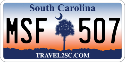 SC license plate MSF507