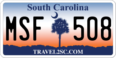 SC license plate MSF508