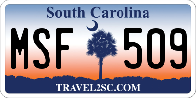 SC license plate MSF509